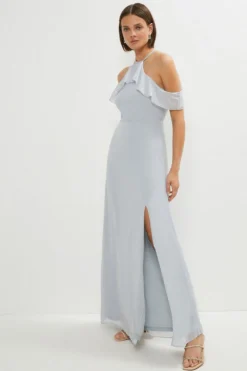 Coast Ruffle Cold Shoulder Maxi Dress With Split