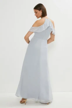 Coast Ruffle Cold Shoulder Maxi Dress With Split -Coast Shop bcc01978 blue xl 2