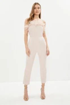Coast Feather Trim Jumpsuit