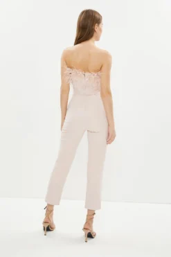 Coast Feather Trim Jumpsuit -Coast Shop bcc01996 blush xl 2