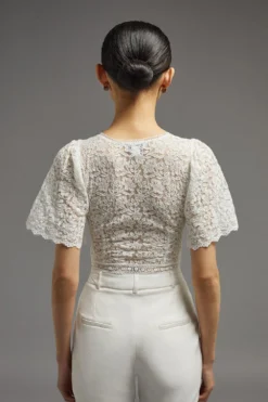 Coast Flare Sleeve Lace Panelled Bodysuit -Coast Shop bcc02112 ivory xl 2