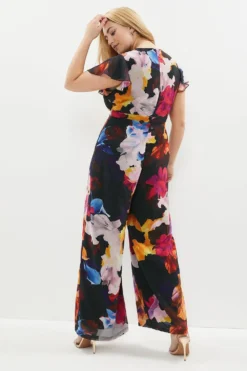 Coast Plus Size Printed Wrap Front Flute Sleeve Jumpsui -Coast Shop bcc02133 navy xl 2