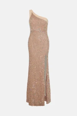 Coast All Over Embellished One Shoulder Maxi Dress -Coast Shop bcc02218 gold xl 3