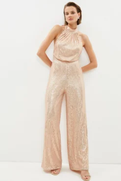 Coast Sequin Halterneck Wide Leg Jumpsuit