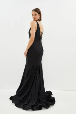 Coast Premium Plunge Fishtail Maxi Dress -Coast Shop bcc02235 black xl 2