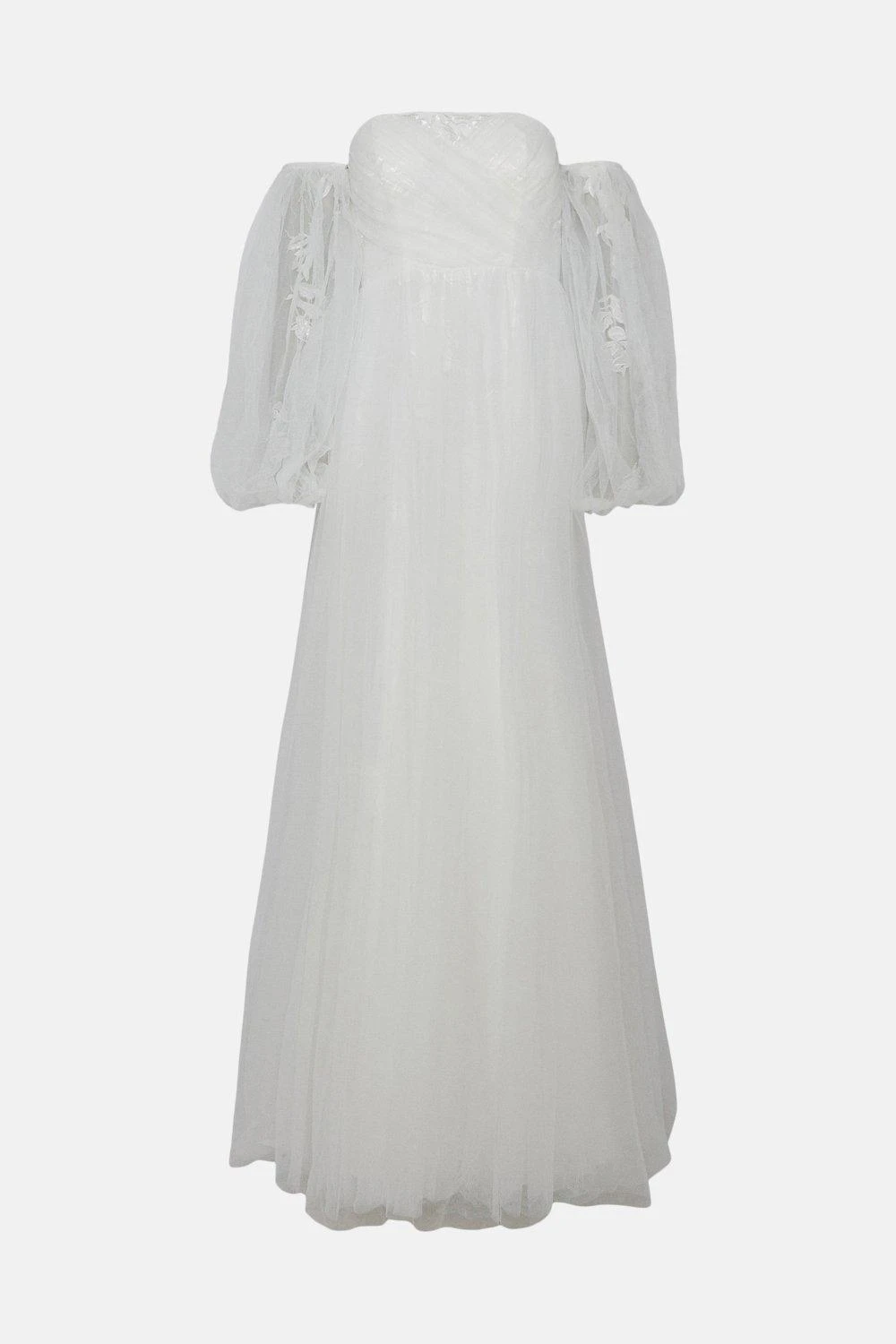 Coast Lace Full Skirt Tulle Bardot Maxi Dress 4 Coast Lace Full Skirt Tulle Bardot Maxi Dress - Image 4