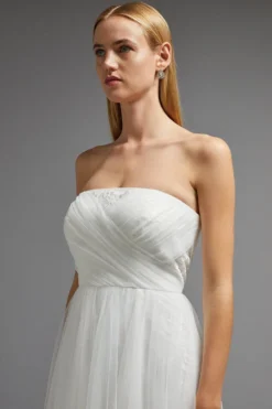 Coast Lace Full Skirt Tulle Bardot Maxi Dress 9 Coast Lace Full Skirt Tulle Bardot Maxi Dress -Coast Shop bcc02280 ivory xl 5