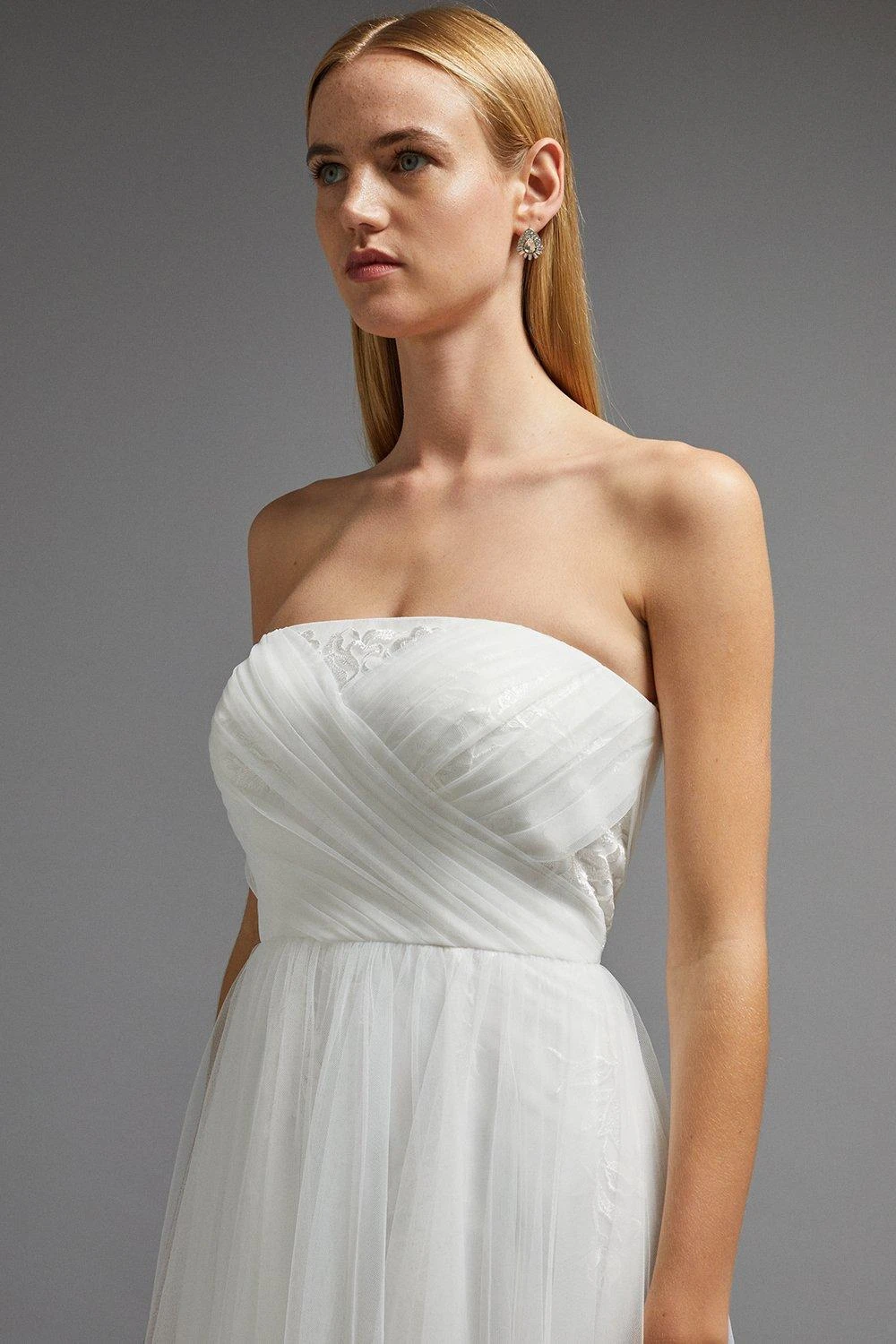 Coast Lace Full Skirt Tulle Bardot Maxi Dress 5 Coast Lace Full Skirt Tulle Bardot Maxi Dress - Image 5