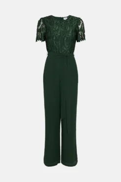 Coast Plus Size Premium Lace Bodice Wide Leg Jumpsuit -Coast Shop bcc02320 forest xl 3