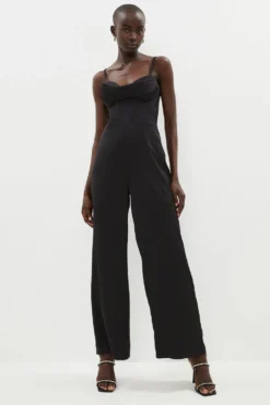 Coast ​​Cowl Detail Satin Jumpsuit With Corset