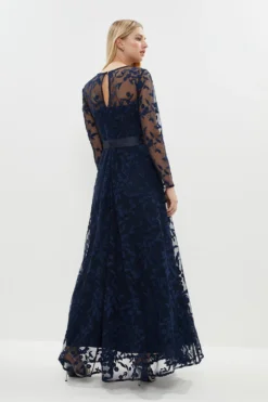 Coast All Over Embroidered Long Sleeve Maxi Dress -Coast Shop bcc02523 navy xl 2