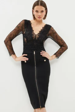 Coast Lace Mix Long Sleeve Bodysuit