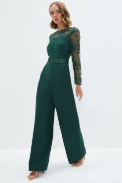 Coast Petite Embroidered Wide Leg Jumpsuit