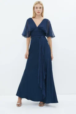 Coast Chiffon Angel Sleeve Satin Maxi Dress