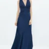 Coast Crinkle Chiffon V Neck Satin Maxi Dress