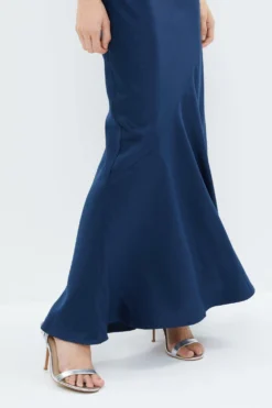 Coast Crinkle Chiffon V Neck Satin Maxi Dress -Coast Shop bcc02597 navy xl 1