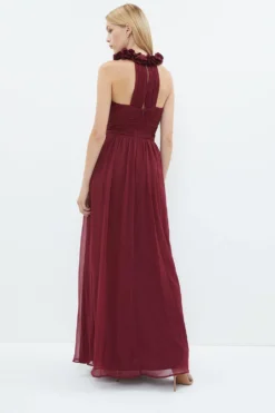 Coast 3d Floral Crinkle Chiffon Maxi Dress -Coast Shop bcc02601 aubergine xl 2