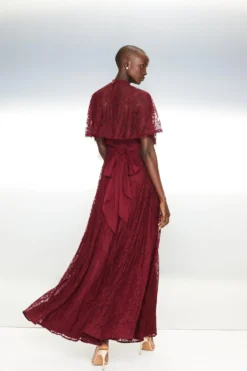 Coast Lace Skirt Crinkle Chiffon Maxi Dress -Coast Shop bcc02605 aubergine xl 2 scaled