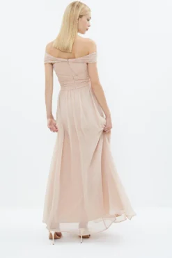 Coast Twist Bardot Crinkle Chiffon Maxi Dress -Coast Shop bcc02607 blush xl 2