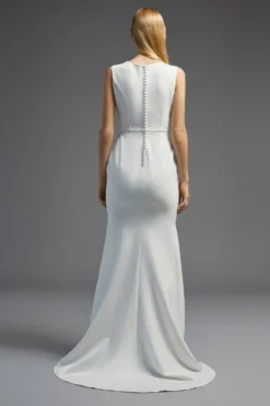 Coast Sleeveless Deep V Maxi Dress With Train -Coast Shop bcc02624 ivory xl 2