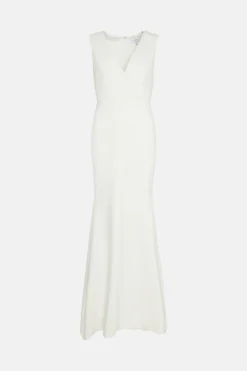 Coast Sleeveless Deep V Maxi Dress With Train -Coast Shop bcc02624 ivory xl 3