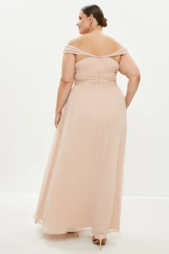 Coast Plus Size Twist Bardot Chiffon Maxi Dress -Coast Shop bcc02671 blush xl 2