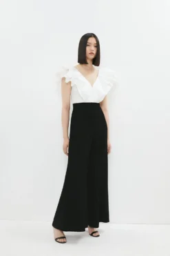 Coast V Neck Frill Shoulder Wide Leg Jumpsuit