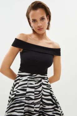 Coast Fold Over Bardot Ponte Top