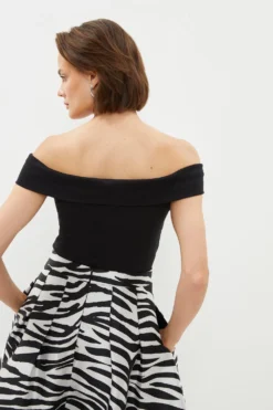 Coast Fold Over Bardot Ponte Top -Coast Shop bcc02737 black xl 2