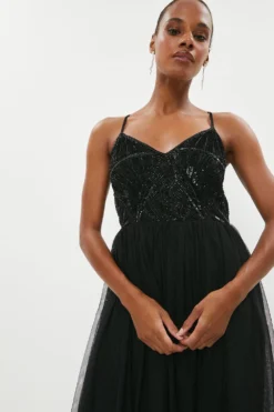 Coast Embellished Bodice Cami Tulle Maxi Dress -Coast Shop bcc02746 black xl 1