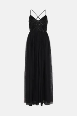 Coast Embellished Bodice Cami Tulle Maxi Dress -Coast Shop bcc02746 black xl 3
