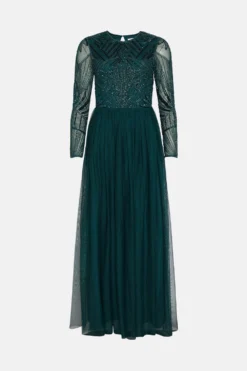 Coast Embellished Bodice Long Sleeve Maxi Dress -Coast Shop bcc02749 forest xl 3
