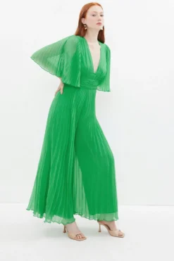 Coast Angel Sleeve Pleated Jumpsuit
