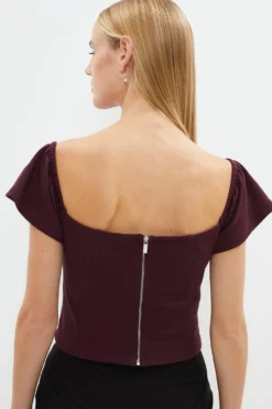 Coast Bardot Detail Ponte Top -Coast Shop bcc02782 berry xl 2