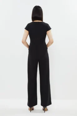 Coast Premium Pleat Detail Cap Sleeve Jumpsuit -Coast Shop bcc02880 black xl 2
