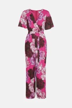 Coast Wrap Top Wide Leg Jumpsuit -Coast Shop bcc02891 magenta xl 3
