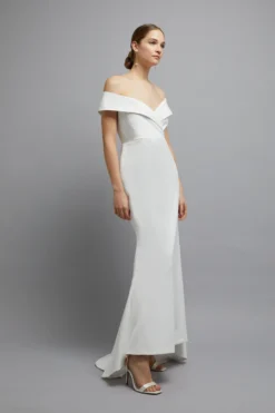 Coast Bardot Cross Front Puddle Hem Maxi Dress -Coast Shop bcc02892 ivory xl 5 scaled