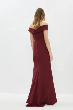 Coast Bardot Cross Front Puddle Hem Maxi Dress -Coast Shop bcc02893 burgundy xl 2