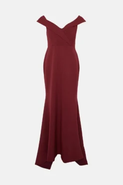 Coast Bardot Cross Front Puddle Hem Maxi Dress -Coast Shop bcc02893 burgundy xl 3