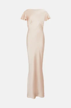 Coast Cowl Neck Angel Sleeve Satin Maxi Dress -Coast Shop bcc02897 blush xl 3