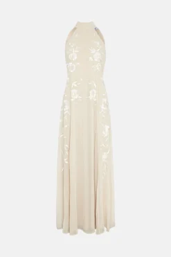 Coast Embroidered Halter Neck Maxi Dress  -Coast Shop bcc02907 ivory xl 3