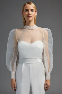 Coast Organza Bow Back High Neck Top