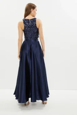 Coast Satin Maxi Skirt -Coast Shop bcc02946 navy xl 2