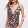 Coast Printed Gold Trim Detail Plunge Swimsuit