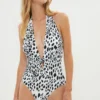 Coast Printed Mega Plunge Tie Front Swimsuit