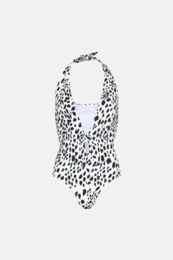 Coast Printed Mega Plunge Tie Front Swimsuit -Coast Shop bcc02969 white xl 3