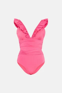 Coast Ruched Waist Shoulder Ruffle Swimsuit 7 Coast Ruched Waist Shoulder Ruffle Swimsuit -Coast Shop bcc02970 bright20pink xl 3
