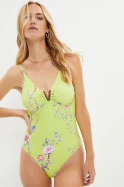 Coast Printed Gold V Detail Swimsuit