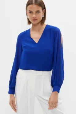 Coast Split Sleeve V Neck Blouse