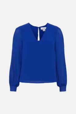 Coast Split Sleeve V Neck Blouse -Coast Shop bcc03079 cobalt xl 3